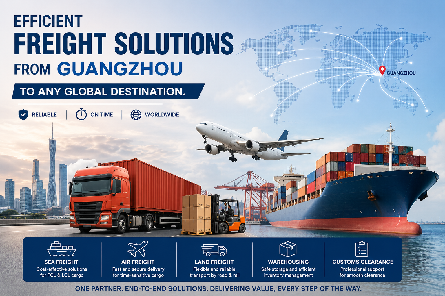 PKX Ventures freight solutions from Guangzhou to global destinations